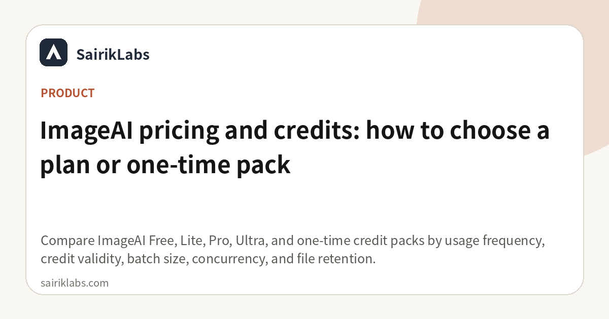 ImageAI Pricing and Credits Guide